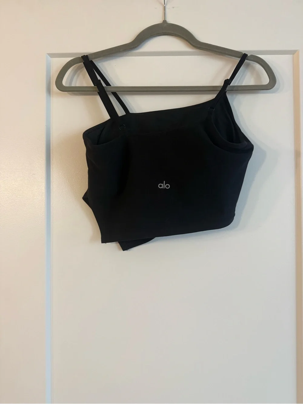 ALO Yoga Black Asymmetrical Double-Strap Crop Top